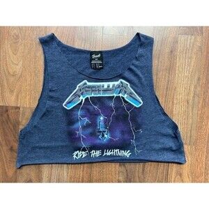 Womens Bravado Metallica Ride the Lightning Crop Top T Shirt Size SML‎